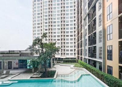 Modern residential building with pool