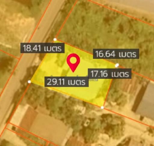 Aerial view of a land plot with measurements