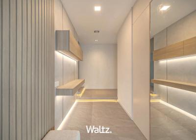 Modern hallway interior with ambient lighting
