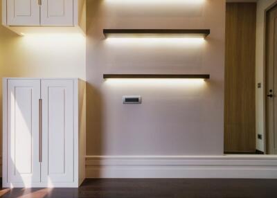 Modern hallway interior with built-in LED lighting