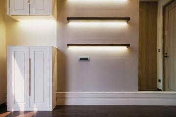 Modern hallway interior with built-in LED lighting