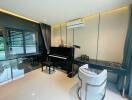 Elegant music room with grand piano and contemporary design