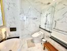 Modern bathroom with marble finishes and elegant fixtures