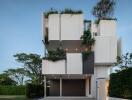 Modern multi-level residential building with integrated green spaces