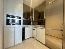 Modern kitchen with built-in appliances and ample storage