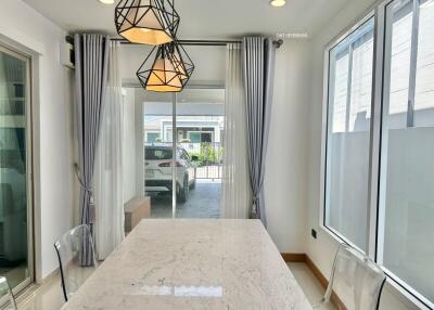 Modern dining room with natural light