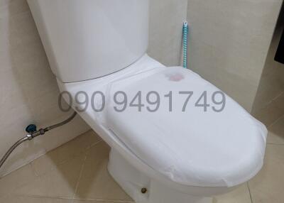 White ceramic toilet in a bathroom