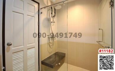 Modern bathroom with glass shower and sleek design