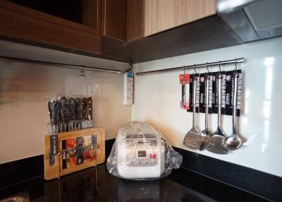 Modern kitchen corner with utensils