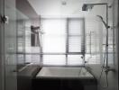 Modern bathroom with a walk-in shower and bathtub