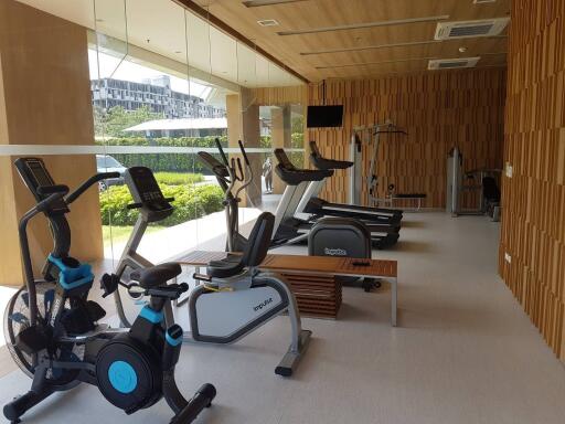 Modern gym facility with various exercise equipment
