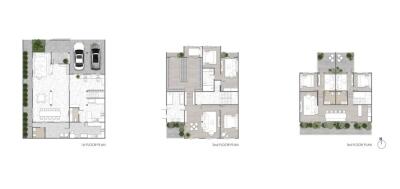 Architectural floorplan of a multi-level residential building