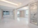 Spacious and brightly lit interior of a modern building with marble floors