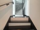 Elegant staircase with black and white color scheme
