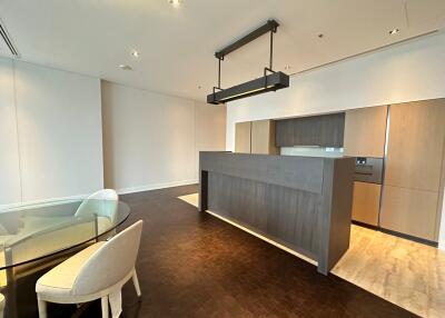Modern kitchen with dining area in a contemporary apartment