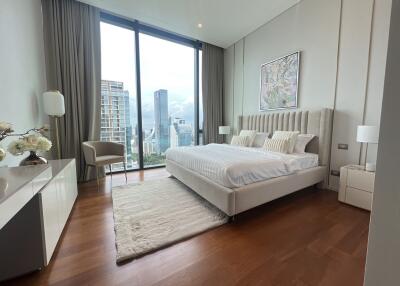 Spacious and modern bedroom with city view