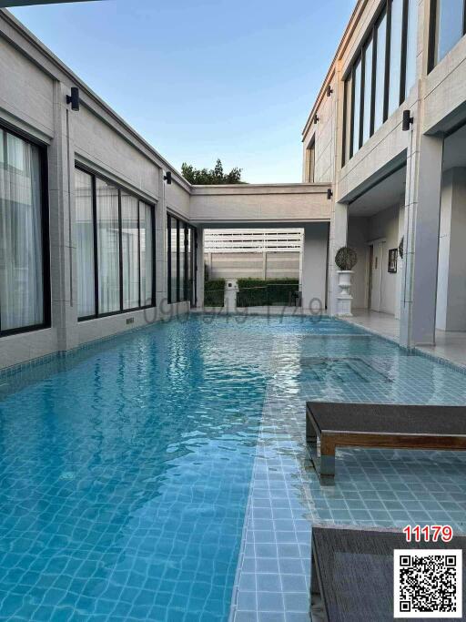 Luxurious outdoor swimming pool at a modern residence