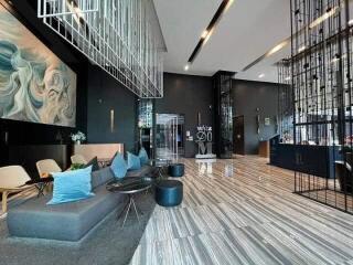 Modern lounge area with artistic interior design