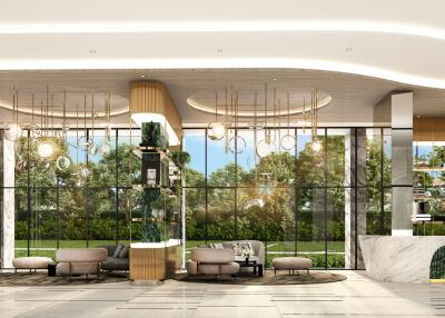 Elegant hotel lobby entrance with luxurious decor