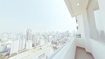 City view from high-rise apartment balcony