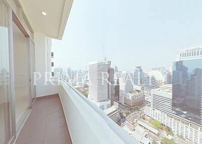 Spacious balcony with panoramic city view