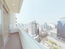 Spacious balcony with panoramic city view