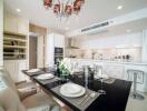 Modern dining area with open concept kitchen