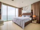 Modern bedroom with ocean view and ample natural light