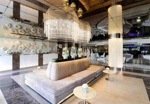 Elegant living room with modern furniture and stylish lighting