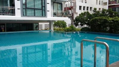 Residential building with outdoor swimming pool and modern design