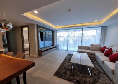 Spacious and modern living room with natural light