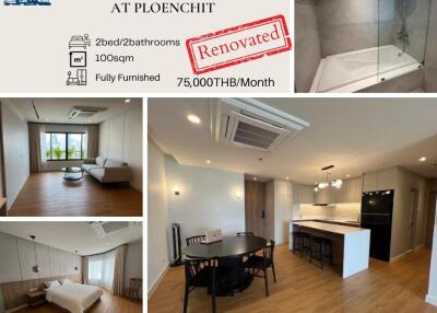 Collage of various rooms in a renovated Baan Ploenchit Condominium