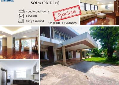 Spacious single house with large living room and exterior view showing parking area