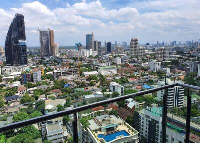 Expansive city view from a high-rise balcony