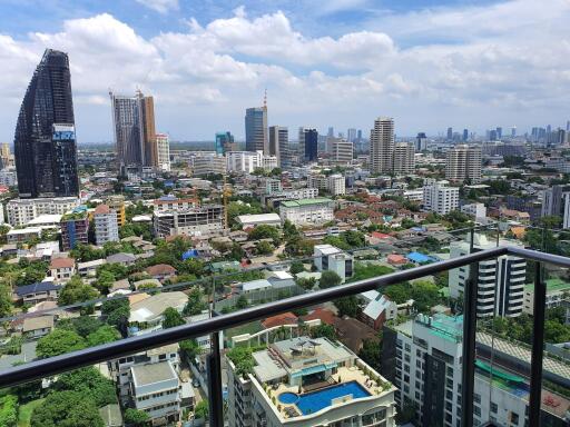 Expansive city view from a high-rise balcony