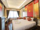 Elegant bedroom with traditional Asian decor