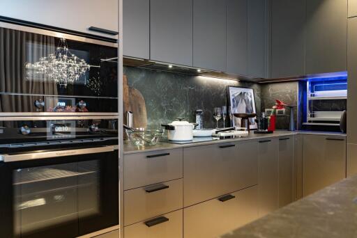 Modern kitchen with high-end appliances and sleek design