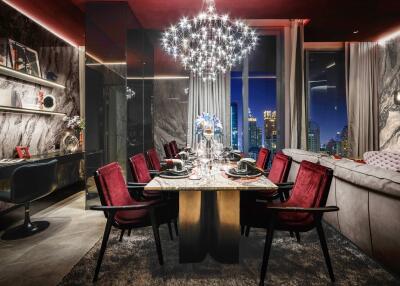 Luxurious dining room with city view