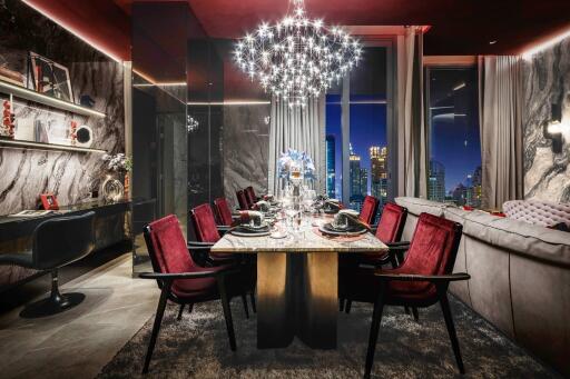 Luxurious dining room with city view