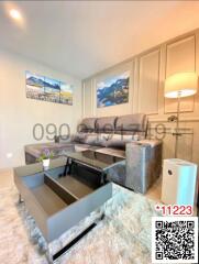 Modern living room interior design with comfortable sofa and stylish decor