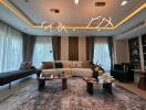 Elegant living room with modern furniture and decorative lighting