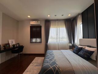 Cozy and well-designed bedroom interior with ample lighting
