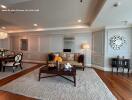 Elegant living room with dining area and stylish decor