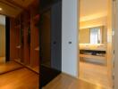 Spacious bedroom with modern built-in wardrobe