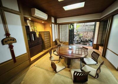 Traditional Japanese style living room with tatami flooring