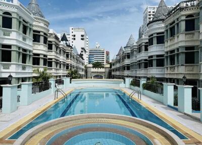 Luxurious residential complex with large swimming pool