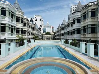 Luxurious residential complex with large swimming pool