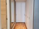 Modern hallway interior with wooden flooring