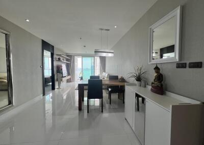 Modern kitchen and dining area with bright interior