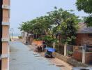 Street view with trees and houses